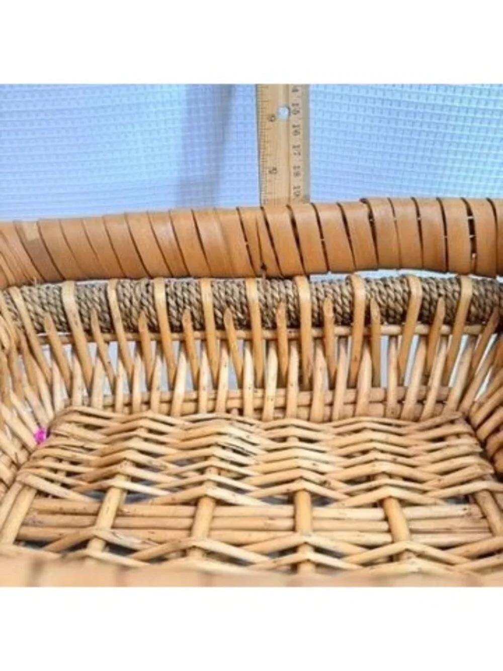 Vintage Hand Woven Splint Wood Porcupine Twist Gathering Basket Boho Rustic